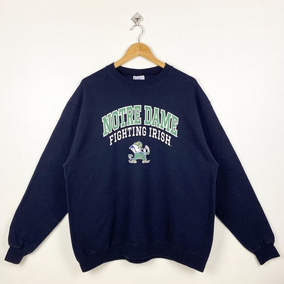 Vintage NCAA University of Notre Dame Fighting Irish Football Crewneck Sweater - Picture 1 of 2
